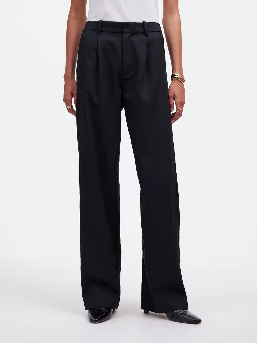 NWT Madewell Slouchy Straight Pants Drapey Twill 00P 00 Petite Black $118 NS451